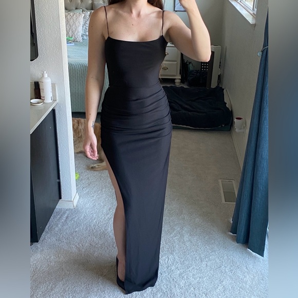 Windsor Black Maxi Dress with Side Slit - Picture 1 of 5